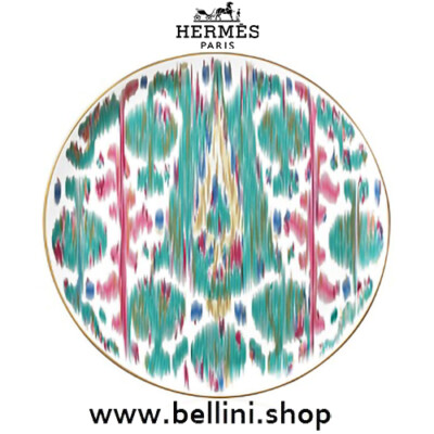 036022P HERMES VOYAGER EN IKAT CAKE PLATE Ø 32 cm - TART PLATTER