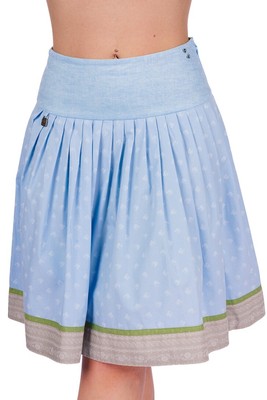 Trachtenrock Ulm hellblau Baumwolle Leinen 60cm A-Linie floral knielang 32-48