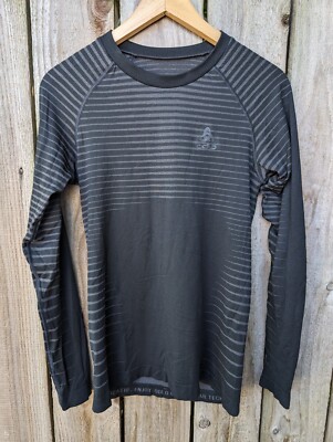 Odlo Base Layer Long SLeeve Gray Black Stripe XXS (0-2)