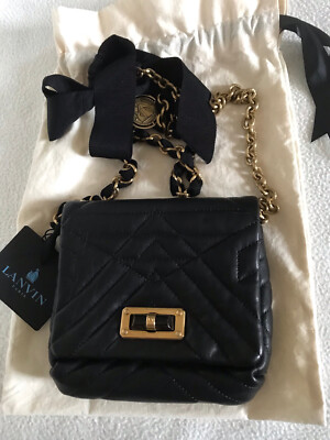 Original Lanvin Schultertasche schwarz Neu