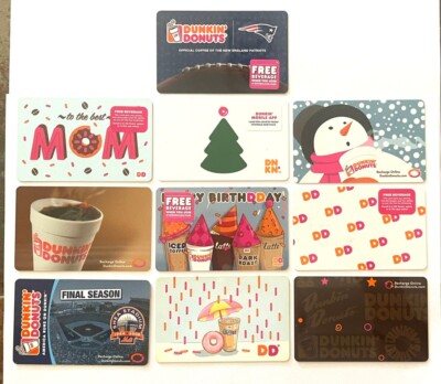 2008-2019 Dunkin Donuts Cards. Set of 10 Vintage Cards Mint. Worldwide shipping.