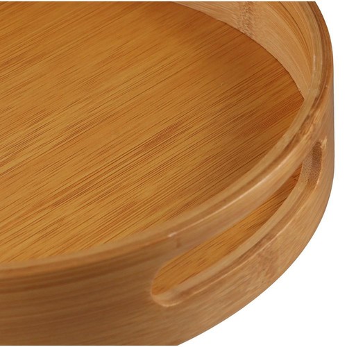 Round Wooden Serving Tray Tea Food Server Kitchen Wooden Tray 25/30/35/40cm UK - Picture 6 of 16