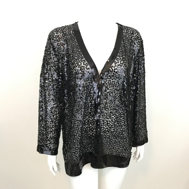 Twiggy London Sequin Evening Jacket Womens Size 3X Long Sleeve Semi Sheer Black | eBay