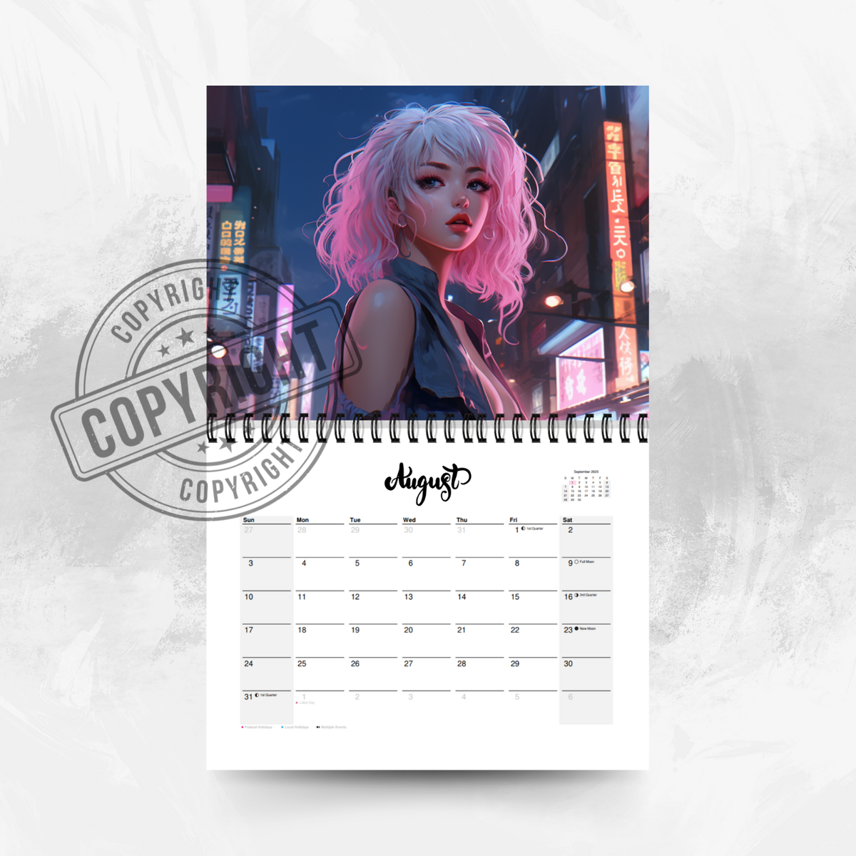 2025 Anime Girls Calendar 12 Month Calendar | Calendar Gift