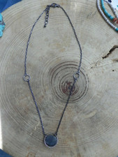 Faceted Labradorite & Oxidized Sterling Silver Necklace 16.5-18"