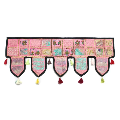 Vintage Door Valance Toran Indian Art Wall Hanging Embroidered Home Decor Pq