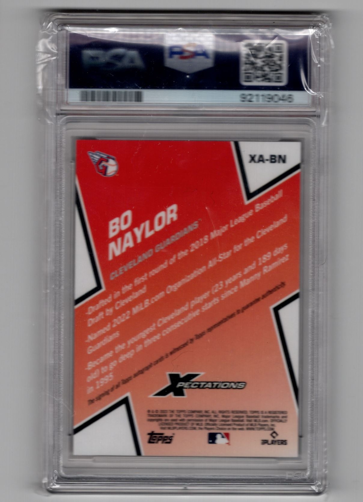 2022 Topps Xpectations Cleveland Guardians RC Auto PSA 9 Cleveland Guardians view 2