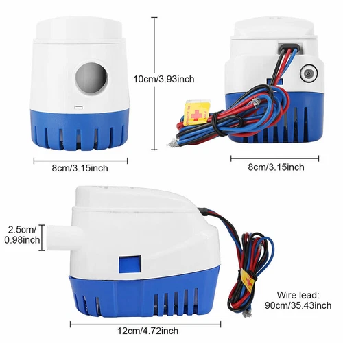 12V 1100GPH Automatic Submersible Boat Bilge Water Pump With Auto Float Switch - Bild 5 von 11