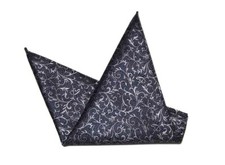 Eksel Pocket Square Gray Scroll Pattern Men's