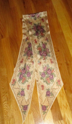 Liz Claiborne Pink Purple Tan Floral 100% Silk Bias Oblong Scarf