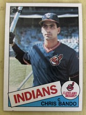 1985 Topps Chris Bando Baseball Card 14 Indians Mid-Grade O/C Corner & Edge Wear