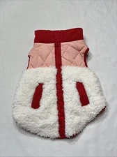 Vibrant Life Dog Clothes, Sherpa Contrast Yoke Pet Jacket, Pink/Red/White Small