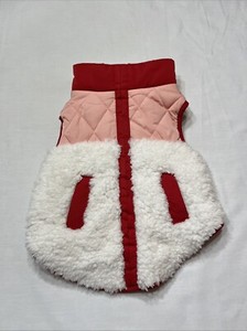 Vibrant Life Dog Clothes, Sherpa Contrast Yoke Pet Jacket, Pink/Red/White Small