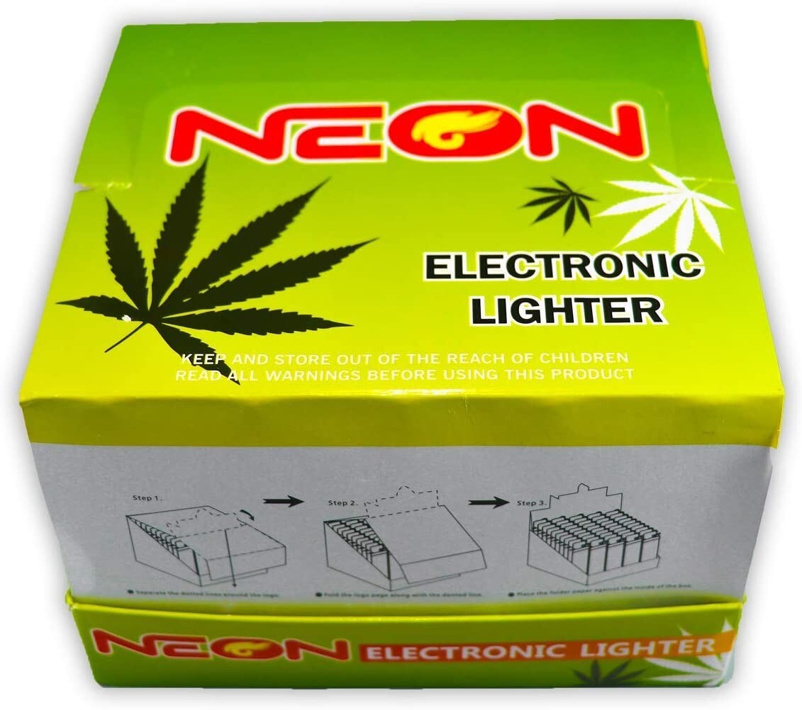 Neon Electronic Disposable Lighters, Assorted Design - 5 pack - Free Shipping !
