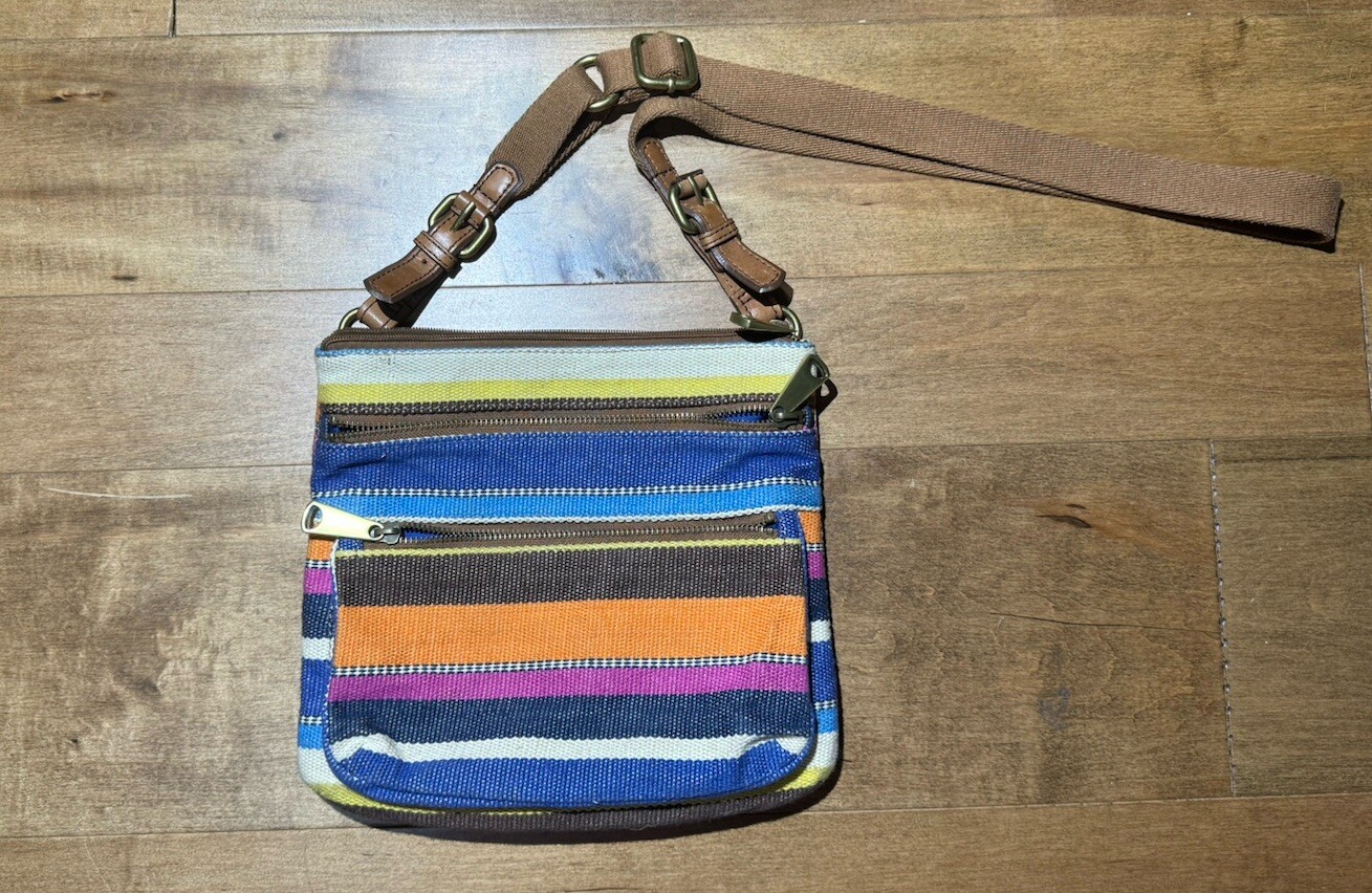 Fossil Explorer Striped Multicolored Crossbody Bag - image 3