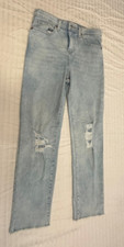 DENIZEN FROM LEVIS HIGH RISE ANKLE STRAIGHT DISTRESSED GIRLS JEANS PANTS SIZE 16