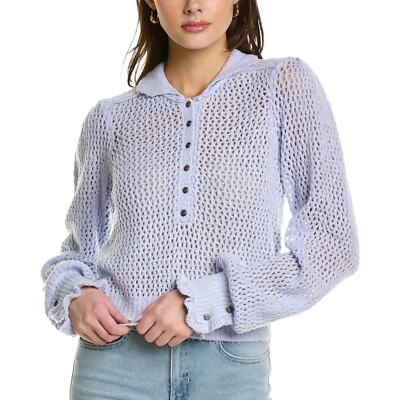 Free People We The Free Peri Ice Open Knit Henley Pullover Sweater Womens M