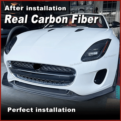 For Jaguar F-Type Base 2-Door 2017-20 REAL CARBON Front Bumper Lip Spoiler Chin  - Picture 2 of 12