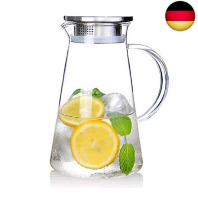 SUSTEAS 2.0 Liter 70 Unzen Glas Krug karaffe mit Deckel Eistee Krug Wasserkrug