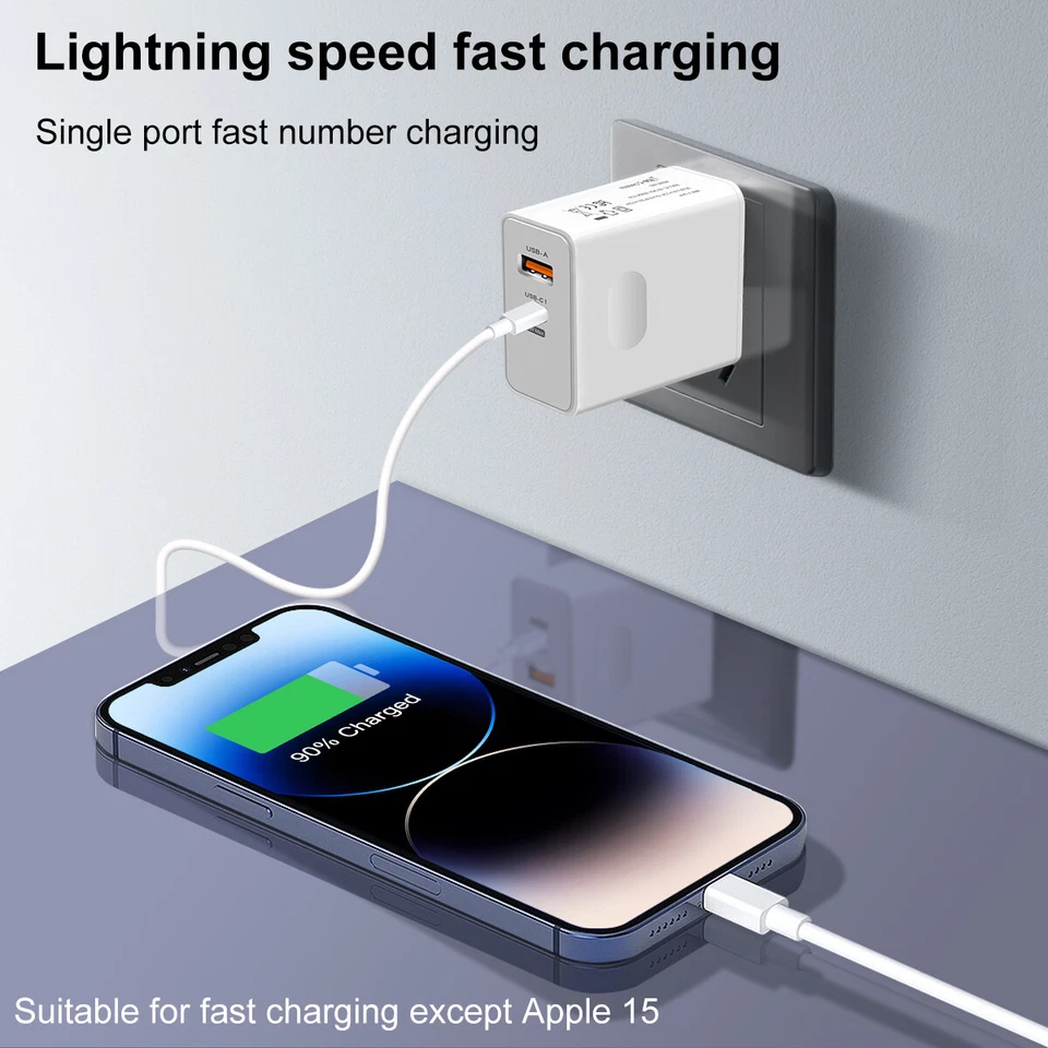 120W Fast Charger Block USB Type C Wall Power Adapter For iPhone 14 13 12 11 XR - Image 2 of 4