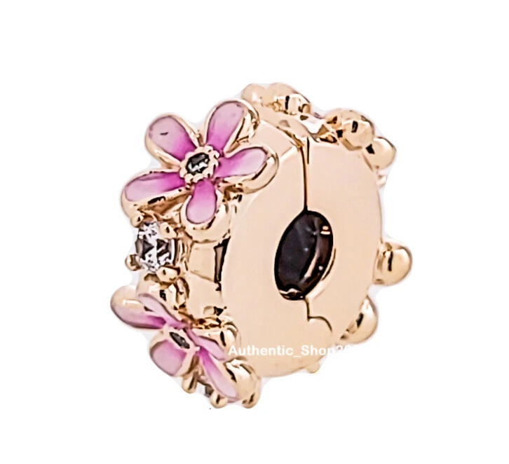 NUEVO 100% PANDORA Oro Rosa 14k P Rosa Margarita Espaciador Clip Colgante 788809C01 Foto 3 de 4