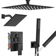 Shower Faucet Set Ceiling Mount Shower System Rough-in Valve and Shower Trim ...