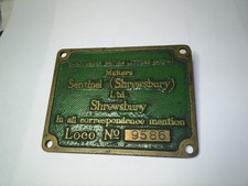 Sentinel Shrewsbury  steam  locomotive works plate number 9586