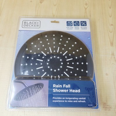 Black & Decker Rain Fall Shower Head Round Black NEW SEALED BD0093