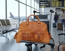 Genuine Goat Leather Duffel Bag   Vintage Travel, Gym, Office  Weekend Luggage