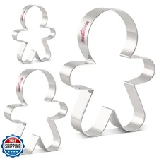 LILIAO Gingerbread Man Cookie Cutters 3-Pc Set, 3 Sizes: 5.31", 4