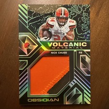 2018 Nick Chubb Panini Obsidian Rookie Volcanic Material Jersey patch  04/25 