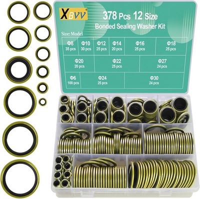 #ad 378 Pcs NBR Metal Bonded Sealing Washer Assortment Kit M6 M8 M10 M12 M14 M16 M18 $28.94