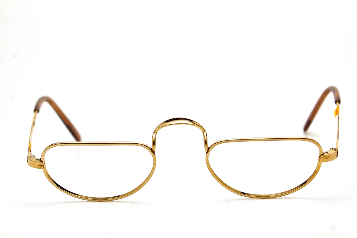 Vintage 80s Gold Metal Half Rim Glasses + Case Vintage 1980 main image 4
