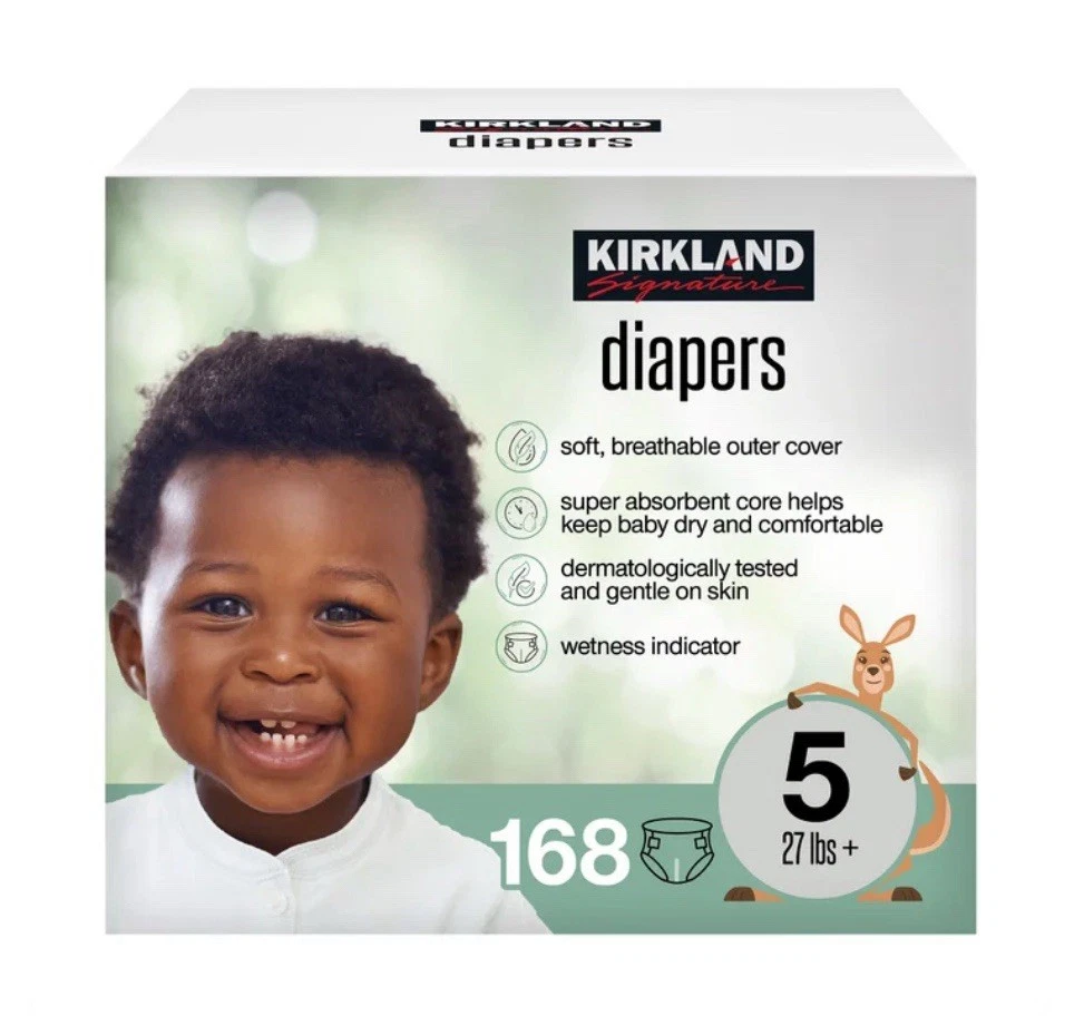 Kirkland Signature Baby Diapers Size 5 (27+ lbs) 168 Count - New & Sealed
