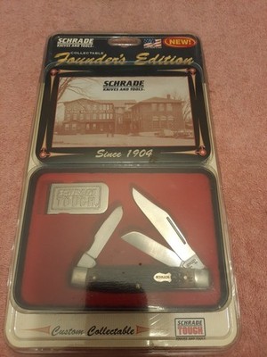 Schrade Knives And Tools Founders Edition 3 Blade Knife And Money Clip New