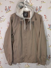 🌊 Volcom Hooded Jacket Mens Size Large Beige Full Zip Casual Surf Skate 🛹