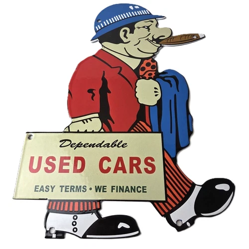 Vintage Chevrolet Sign - Large Porcelain Used Cars Cigar Gas Pump Dealer Sign