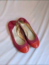 Coach Women's Two-Tone Pink and Orange Cap-Toe Ballet Flats