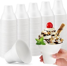 50 Pcs Summer Snow Cone Cups 12 oz Paper Cone Cups White Disposable Leakproof