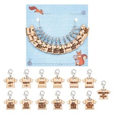 NBEADS 13 Pcs 13 Styles Wood T-Shirt Shaped Stitch Markers, Small, Clear