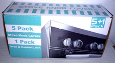 Stove Knob Clear Safety Covers 5 Pack  1 Oven  Cabinet Lock - New in Box