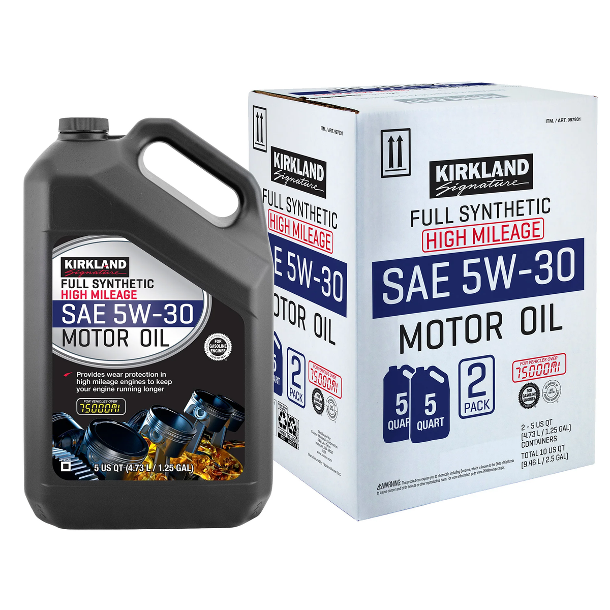 Kirkland Signature 5W-30 High Mileage Full Synthetic Motor Oil, 5