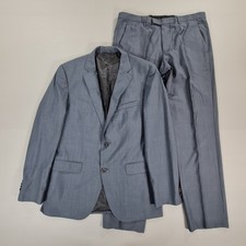 Hugo Boss Mens Two Piece Suit Set Blue 40 R Jacket W34 Pants Wool James Sharp