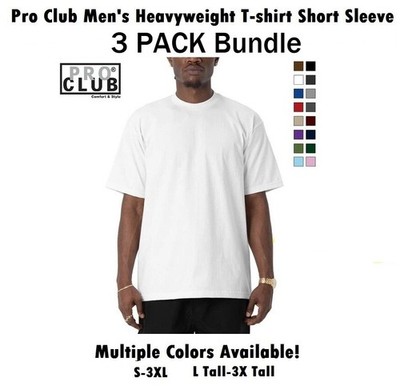 PRO CLUB T SHIRT HEAVYWEIGHT TEE SHORT SLEEVE  (3 PACK )  [LR]