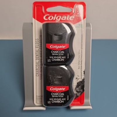 Colgate Charcoal Waxed Dental Floss Mint  Flavored Non Telfon 27yd 2 Pack
