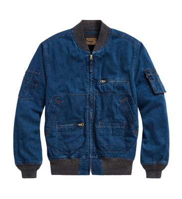 Ralph Lauren RRL Indigo Japanese Cotton Sateen Flight Bomber