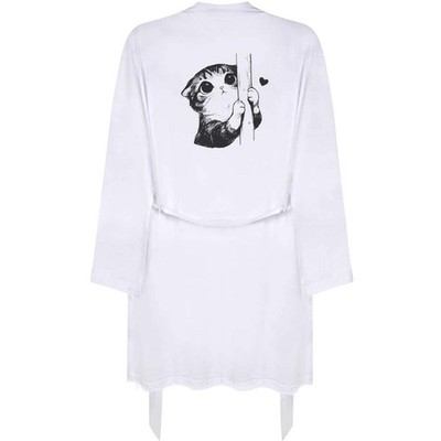 Kleine ''süße schüchterne Katze mit Herz'' Morgenmantel/Kleid für Erwachsene (RO00124238)