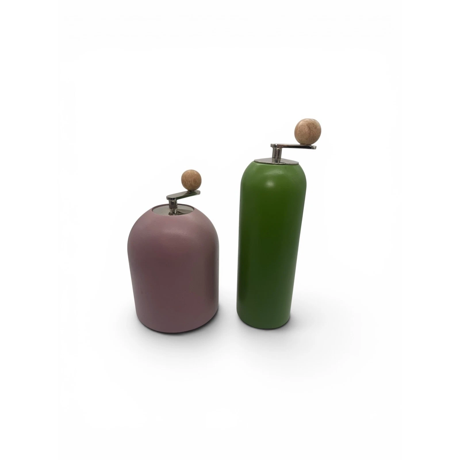 Anthropologie Salt & Pepper Grinder Set Green Mauve MCM Kitchen Decor