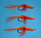 FLY FISHING FLIES - Fl. Orange SQUAMISH POACHER Steelhead Prawn, size #4 (3 pcs)