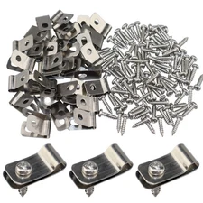 100 Pcs Stainless Steel Wire Fence Clips Metal Wire Clamps with Screws